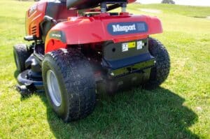 Anti-scalp wheels on the Masport TTM help protect the lawn, delivering the manicured look everyone desires. Image: Masport