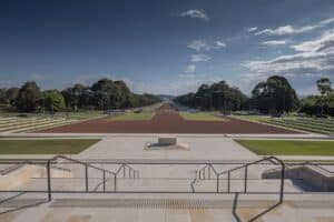 A view from the new entrance across to the reinstated Parade Ground, which is used forbringing authority to special occasions such as Anzac Day. Image: TLA