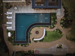 Surrounding elements were planned to support the pool as a focal point. Image: Erik Holt/Landscaping Victoria