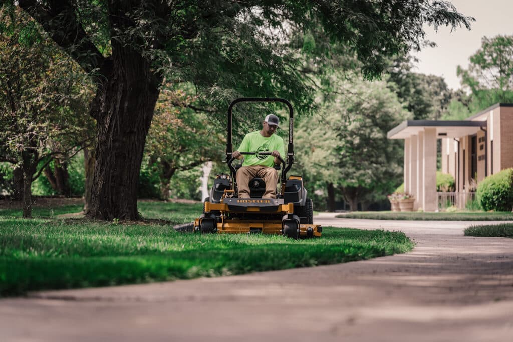 Hustler’s VX4 technology maintains the vacuum and airflow needed for clean cutting in thick, wiry grasses. Image: Hustler Mowers
