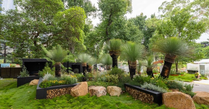 Matt York of Ratio claimed the City of Melbourne Award of Excellence for Best in Show with a garden inspired by Victoria’s southern coastline, We the Wild. Image: Melbourne International Flower and Garden Show