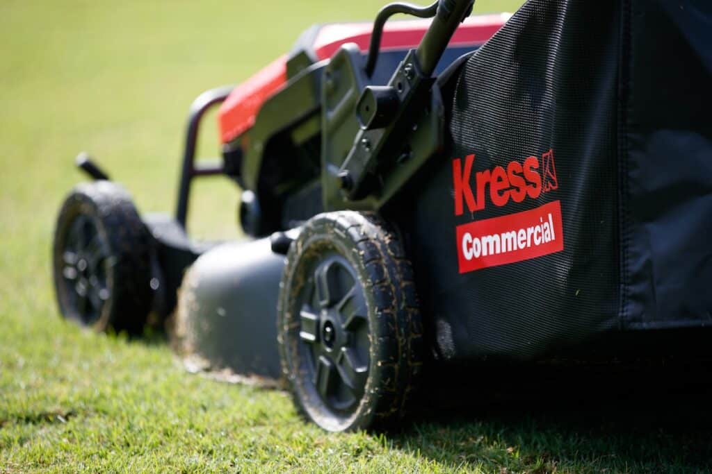 Battery fleets offer benefits over petrol-driven machinery, eliminating the impact of petrol price swings. Images Kress