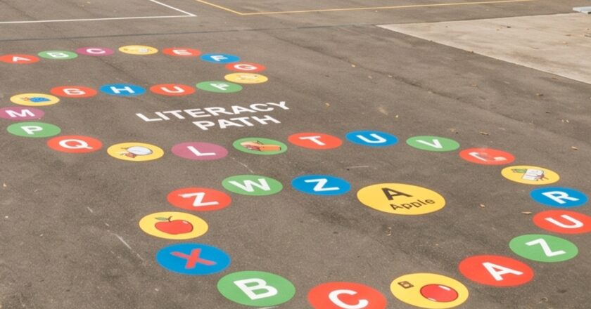 EduMarking has installed thermoplastic curriculum markings in schools. Image: EduMarking