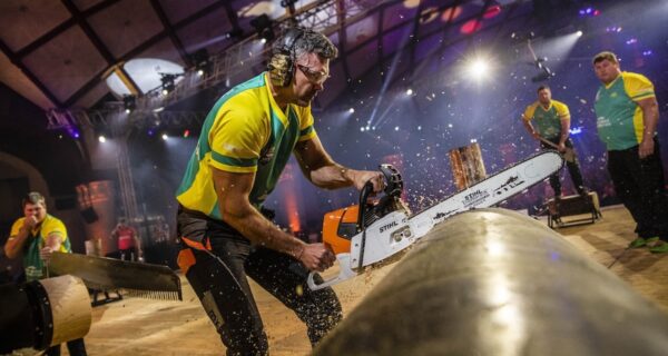 STIHL TIMBERSPORTS® athlete Laurence O’Toole supports Chainsaw Safety Week. Image: STIHL