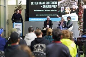 Panel discussions drew large crowds with hardly a spare seat available. Images: Shannyn Higgins/Landscaping Victoria